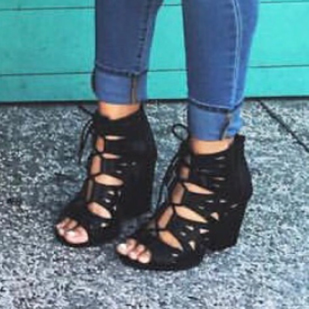 Lace Up Chunky Heels